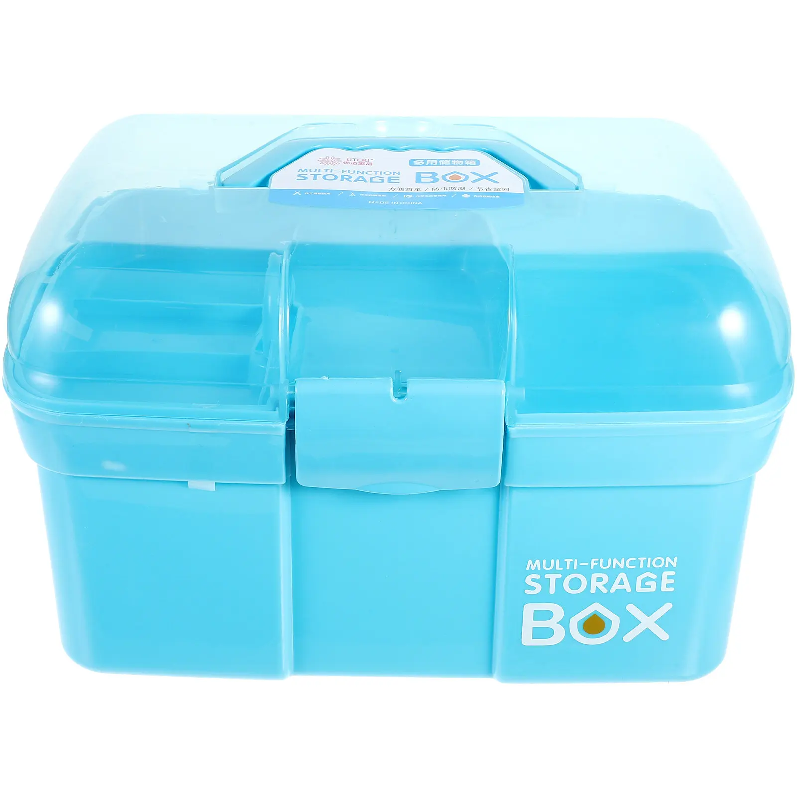 

Portable Medicine Box 31X20X20Cm Blue Double Layer Plastic Organizer For Home Travel First Aid Storage Large Capacity