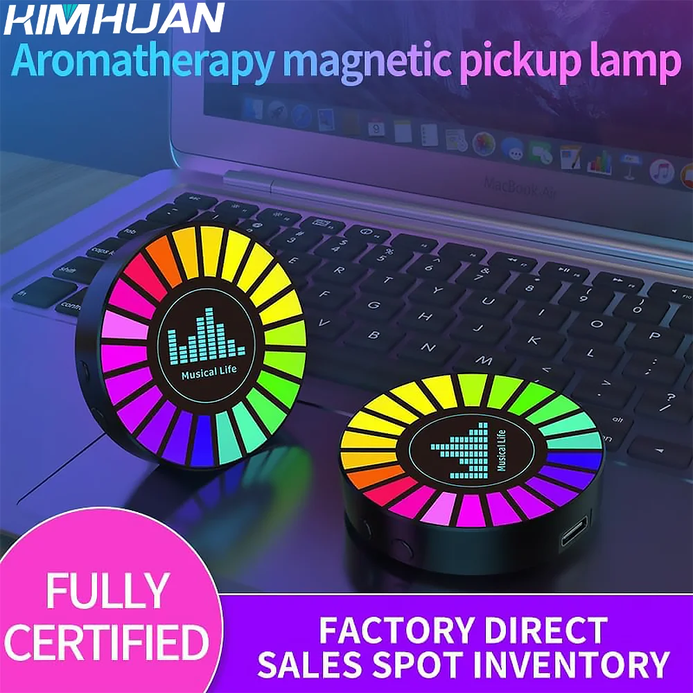 Magnetic RGB Car Lights Sound Control Ambient Light Car Air Vent Glow Night Light Decorative Rhythm Light Ambient Desk Lamp