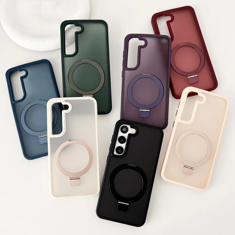 Armor Shockproof Magnetic Ring Holder Stand Case For Samsung Galaxy S23 S22 S21 Ultra Plus Magsafe Wireless Charging Matte Cover