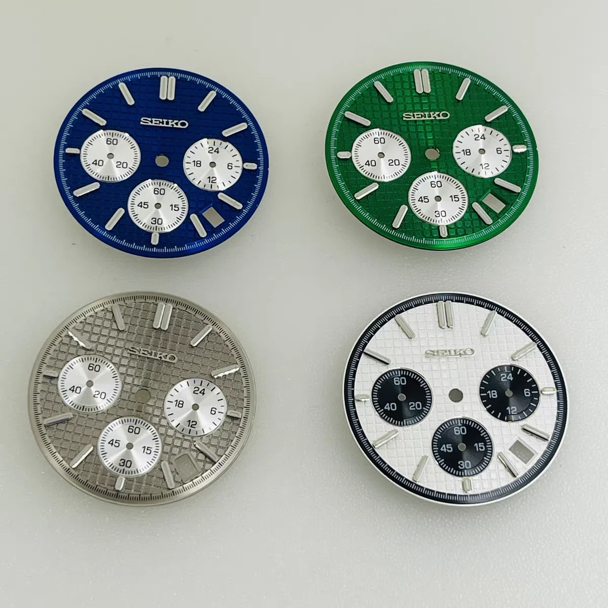 31.5mm Dial VK63 Dial S Logo Green Luminous Quartz Movement Panda Chronograph Dial for Seiko Dial