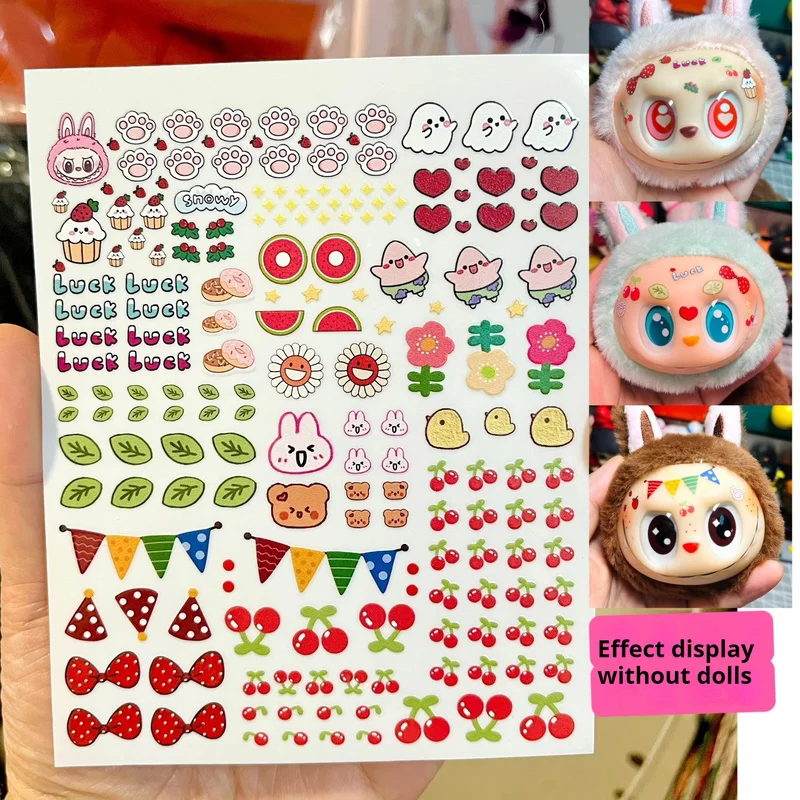 Labubu V1v2v3 konfigurowalne naklejki na oczy 17/38cm winylowe rzęsy Diy akcesoria do makijażu dla lalek wykwintna zabawka prezent dla entuzjastów lalek