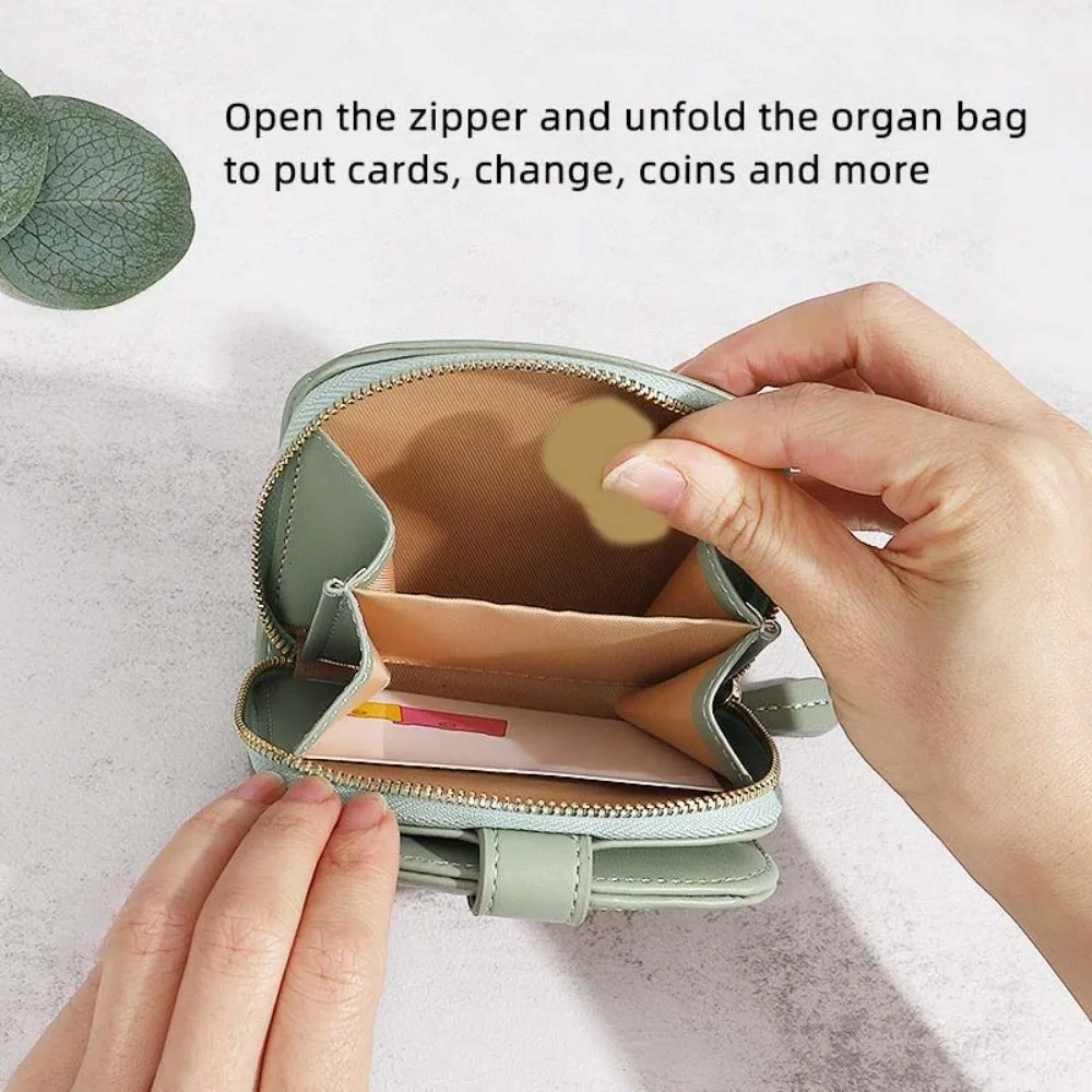 플로럴 프린트 미니 동전 지갑 다기능 ID 신용카드 PU 가죽 숏 월렛 지퍼 파우치 소형 카드 홀더 여성용