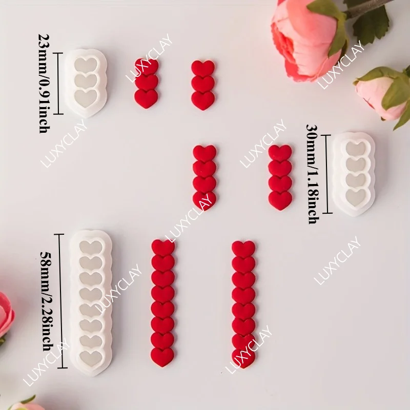 3pcs/set Heart String Shape Clay Molds, Valentine's Day Creative Love Pattern Polymer Clay Cutters for Earrings & Jewelry Making