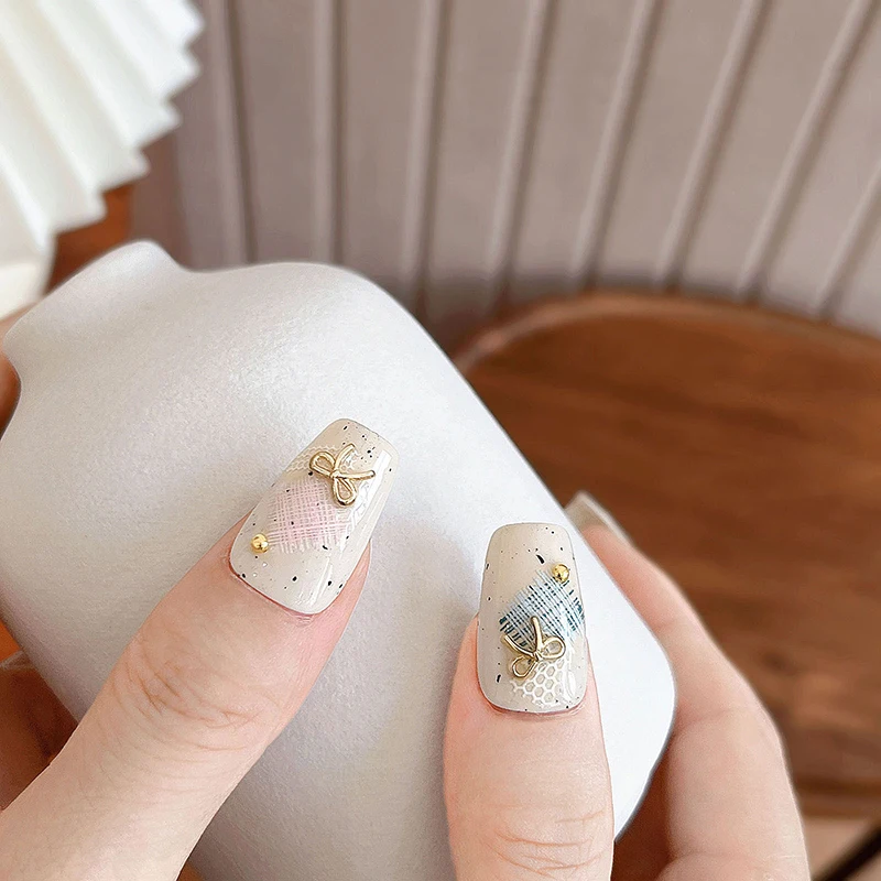 Vintage Style Plaid Lace Fabric Cloth 3D Self Adhesive Nail Art Stickers Embossed Nail Art Decoration Sticker Manicure Decal