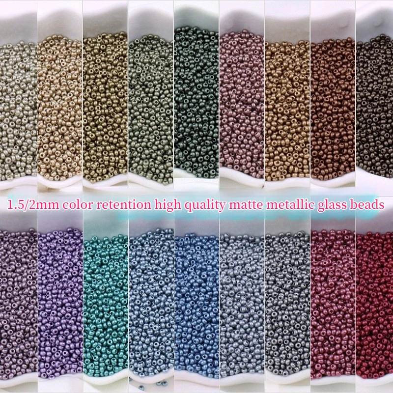 

1.5mm, 2mm color retention high-quality matte metallic glass rice beads handmade DIY bracelet necklace loose beads accessories