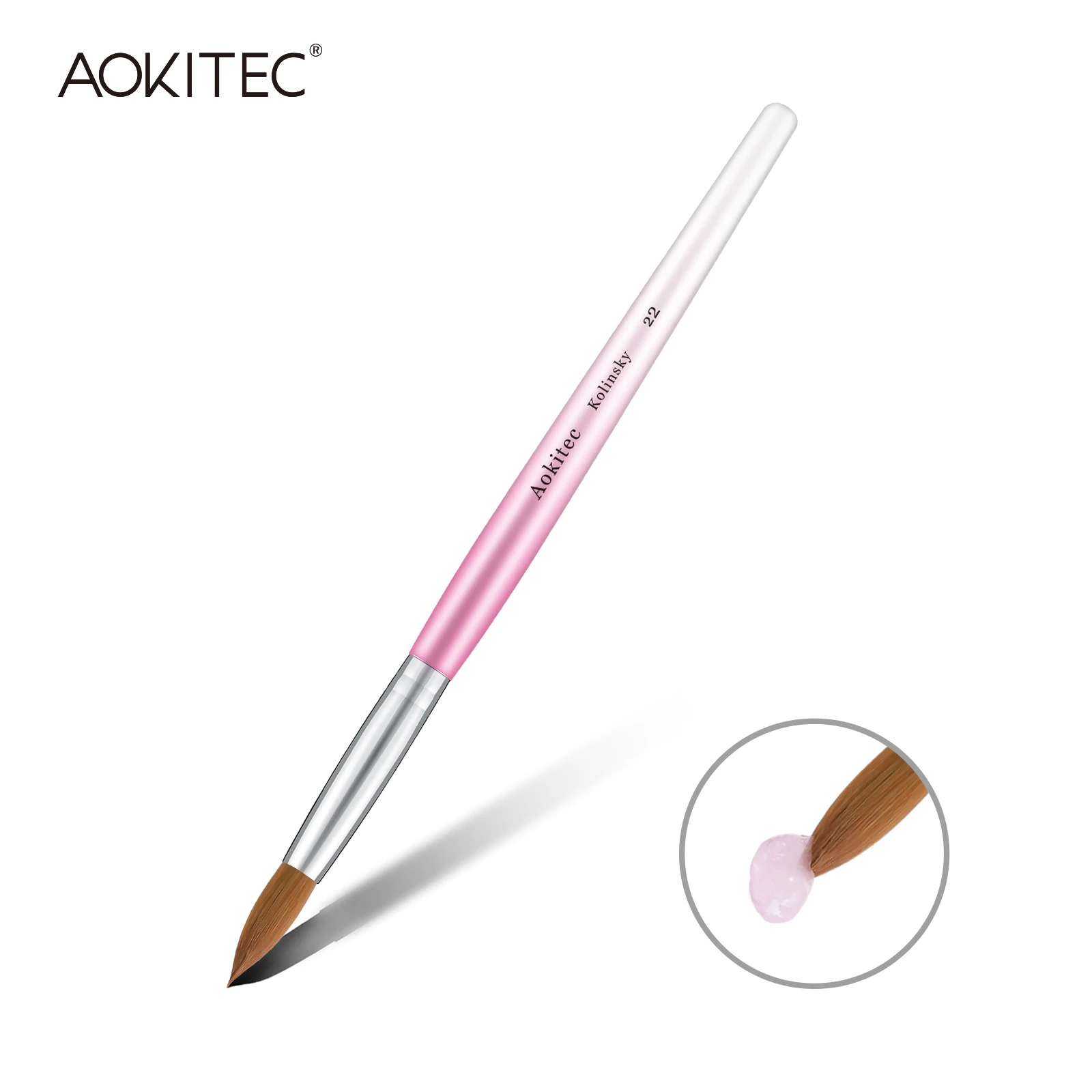 

Kolinsky Sable Nail Brush Gradient Pink Metallic Barrel Round Shaped Nail Art Brush for Acrylic Application Manicure Tool #8-#22