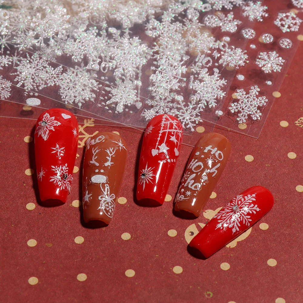 Natal Nail Art Stickers, Decoração de unhas, Fácil de transportar, Adesivo Adesivo Floco de Neve, Nenhum cheiro aditivo