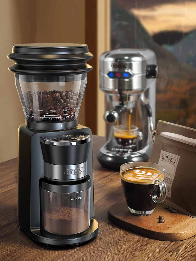 HiBREW Automatische elektrische Kaffeemühle mit Gratmühle und 31 Gängen für Espresso, amerikanischer Kaffee, zum Übergießen von visuellen Bohnen, Aufbewahrung G3