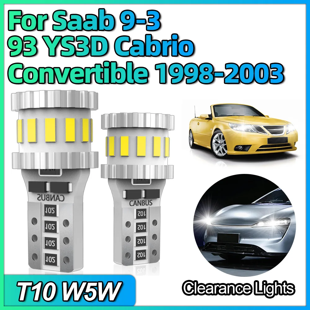 T10 Led Bulbs Canbus W5W Car Dome Reading Clearance Lights For Saab 9-3 93 YS3D Cabrio Convertible 1998-1999 2000 2001 2002 2003