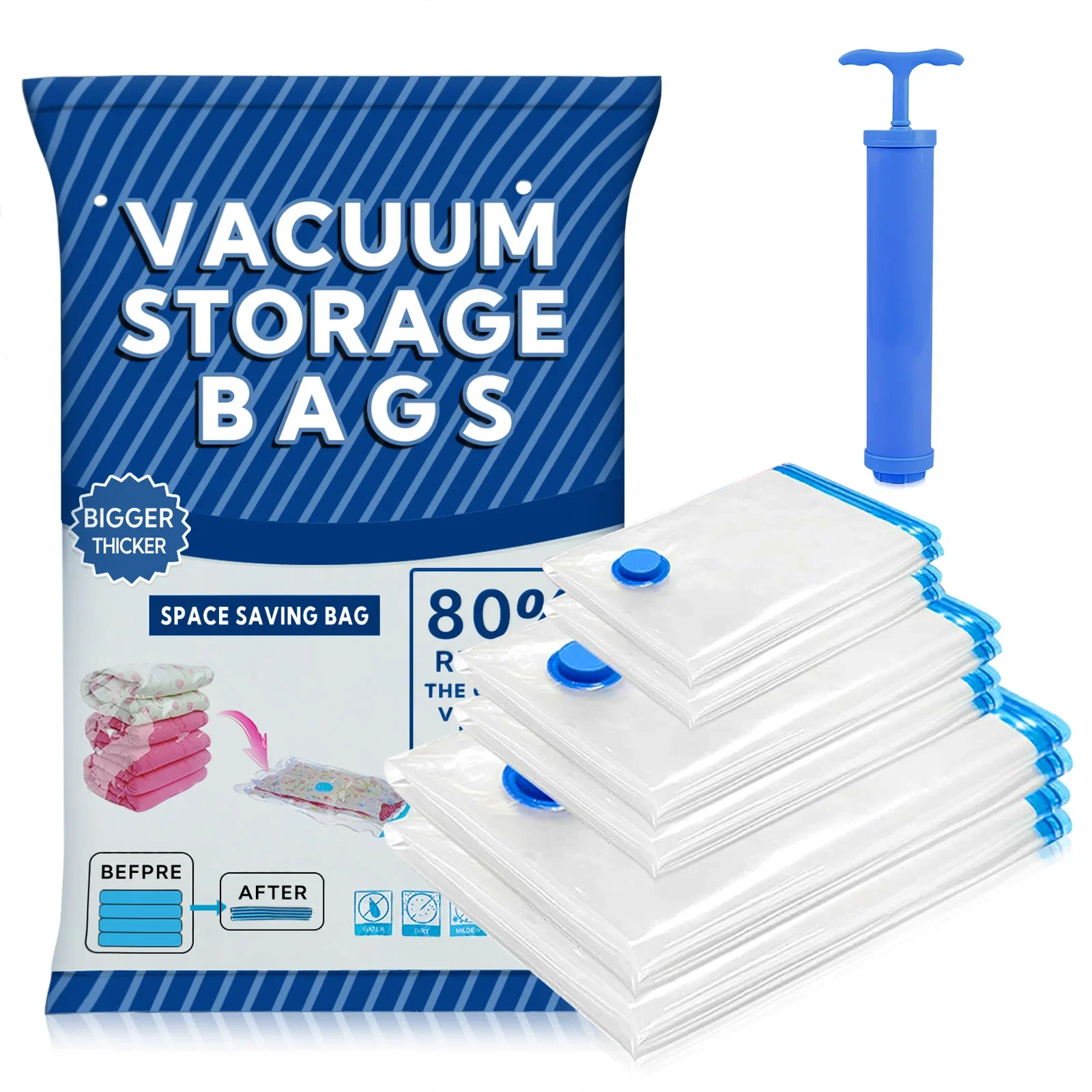 12Pcs Vacuum Storage Bags Vacuum Seal Bag Space Saving Bags for Comforters Clothes Pillow Bedding Blanket Storage