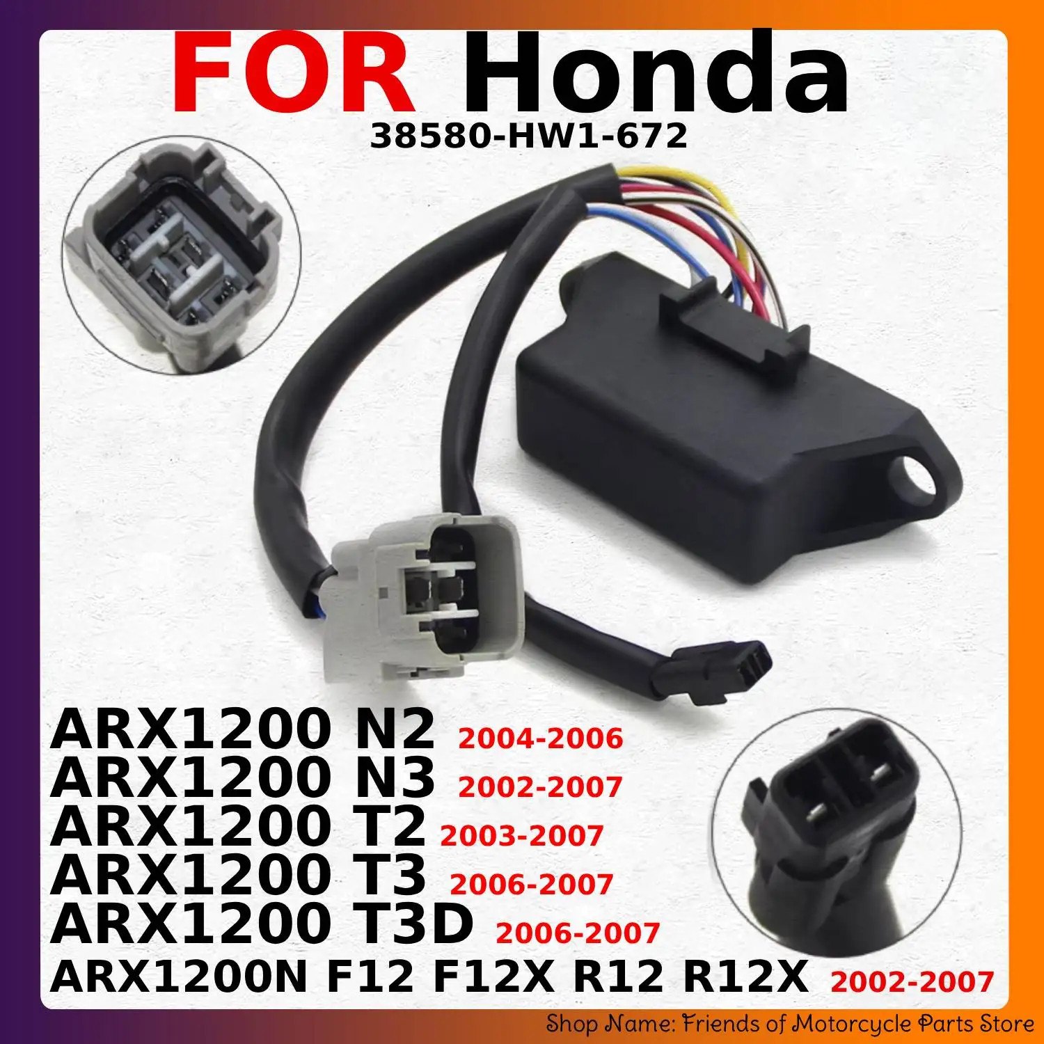 Relé de Control de Bomba de Combustible CDI para Honda MAIN RELAY ASSY ARX1200 N2 2004-2006 N3 T2 T3 T3D ARX1200N F12 38580-HW1-672
