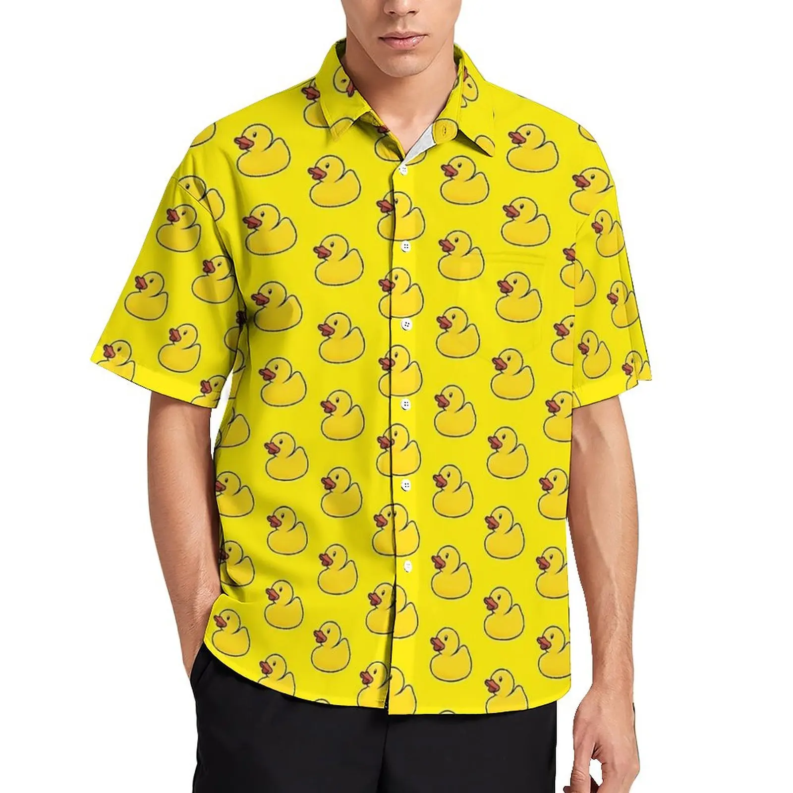 Rubber Ducks in Yellow Vacation Shirt Male Novelty Casual Shirts Summer Short Sleeves Y2K Street Custom Plus Size Blouses Gift