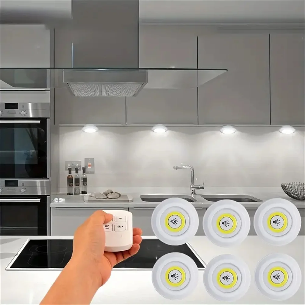 

Super Bright Kitchen Light with Remote Control Dimmable Night Lamp Battery Powered Under Cabinet LED Lights for Closet Storage