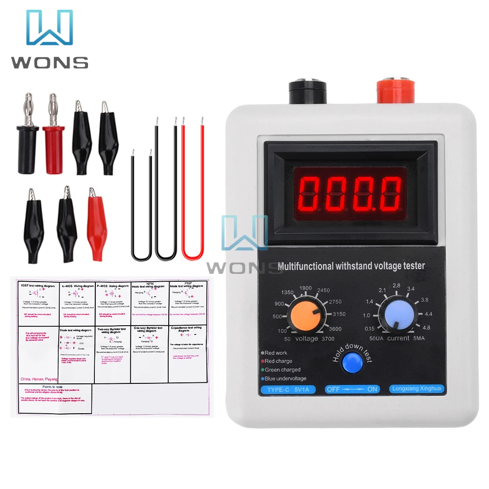 DC 50-3700V IGBT Spanningsmogelijkheid Transistor Tester Diode MOS TriodeLED Spanningsmogelijkheid Transistor Weerstaan Spanningstester