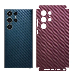 3D Discolored Carbon Fiber Skin Grain Full Body Phone Sticker For SAMSUNG GALAXY S24 Ultra S23 Plus S22 A14 Back+Sides Wrap Film