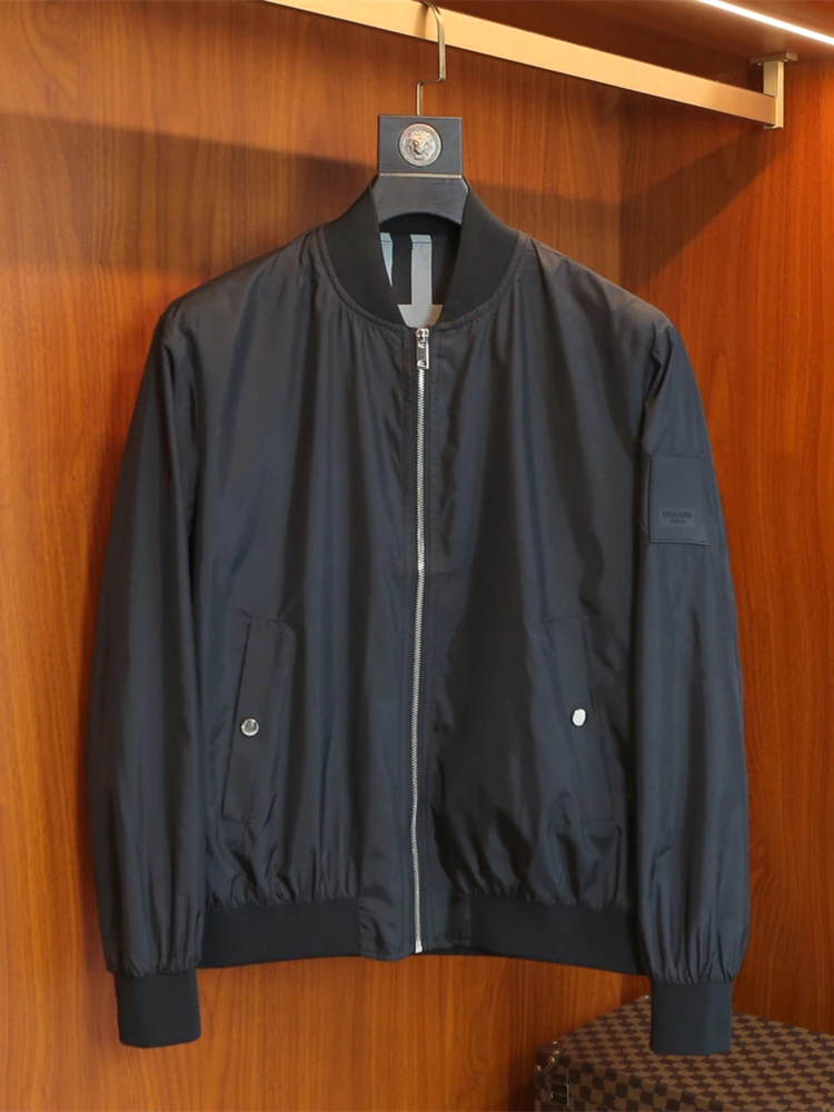 

Spring Thin Baseball Collar Jaet Men's Luxury Casual Slim Fit Outerwear Polyester Faion Urban Sle Breathable Long Sv...