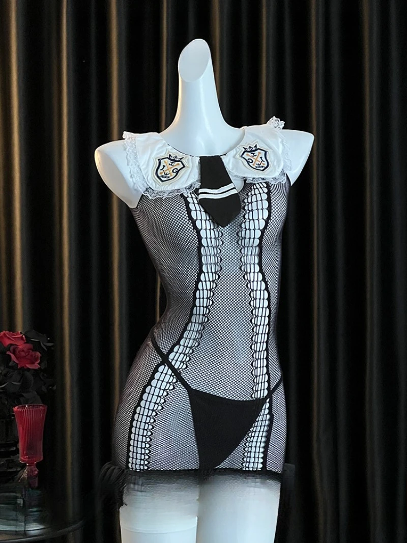 

Sexy Rabbit Maid Lingerie Women,Cut-Out Mesh Dress,Hot Girl Seductive Outfit,Couple Date Roleplay Costume with Pure Desire Style