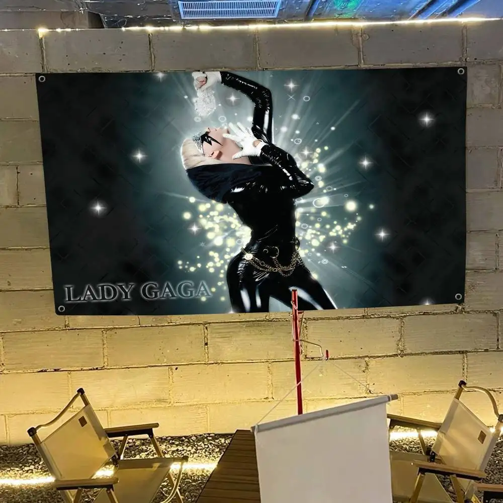 Singer Lady Gaga Small Size Cheerleading Banner Hand Pulled Flag Outdoor Atmosphere Flags