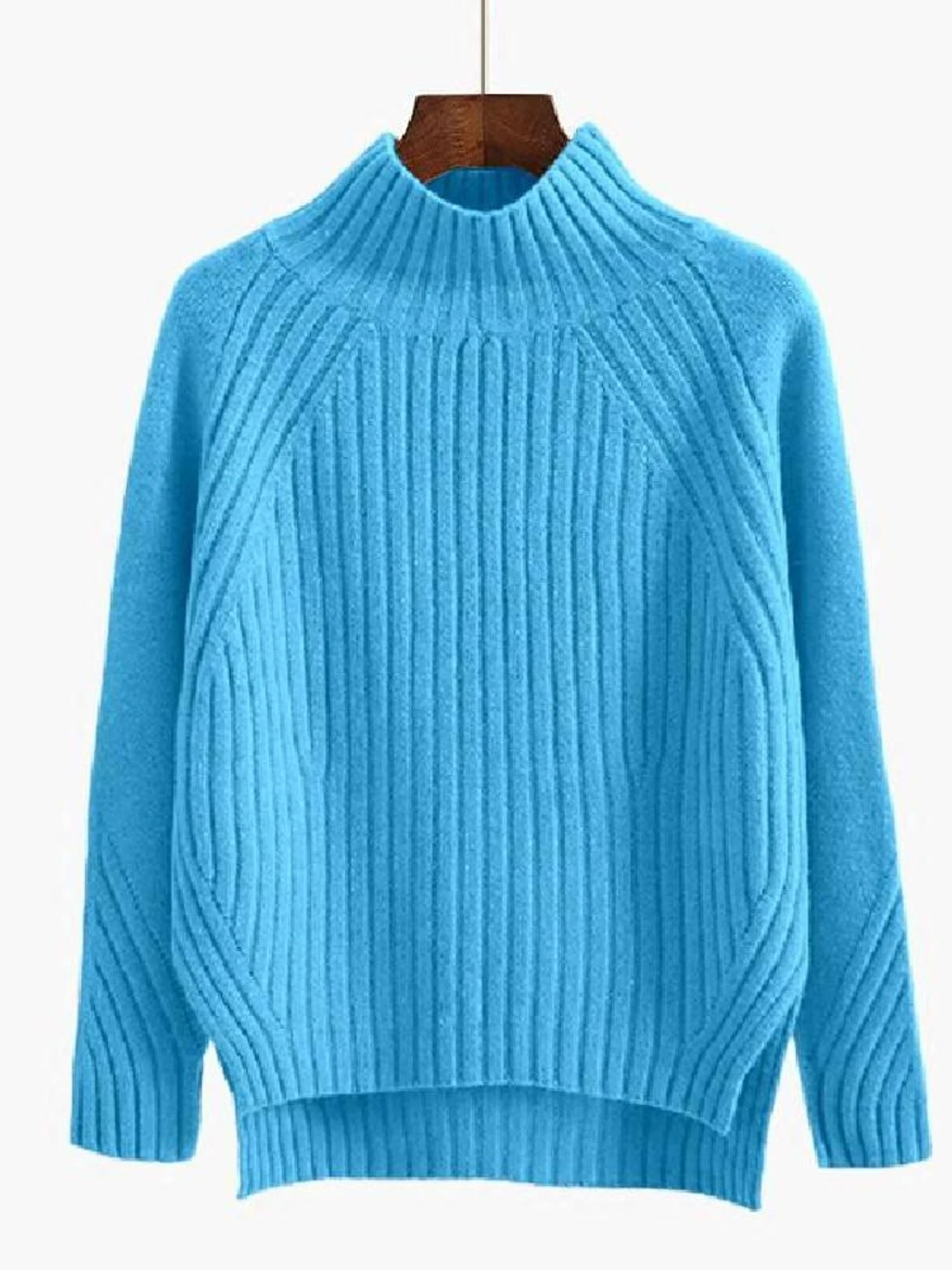 Loose Long Sve High Ne Knitwear Dames Herfst Winter Casual een Turtlene Sweater Sli Bovenkleding Base irt