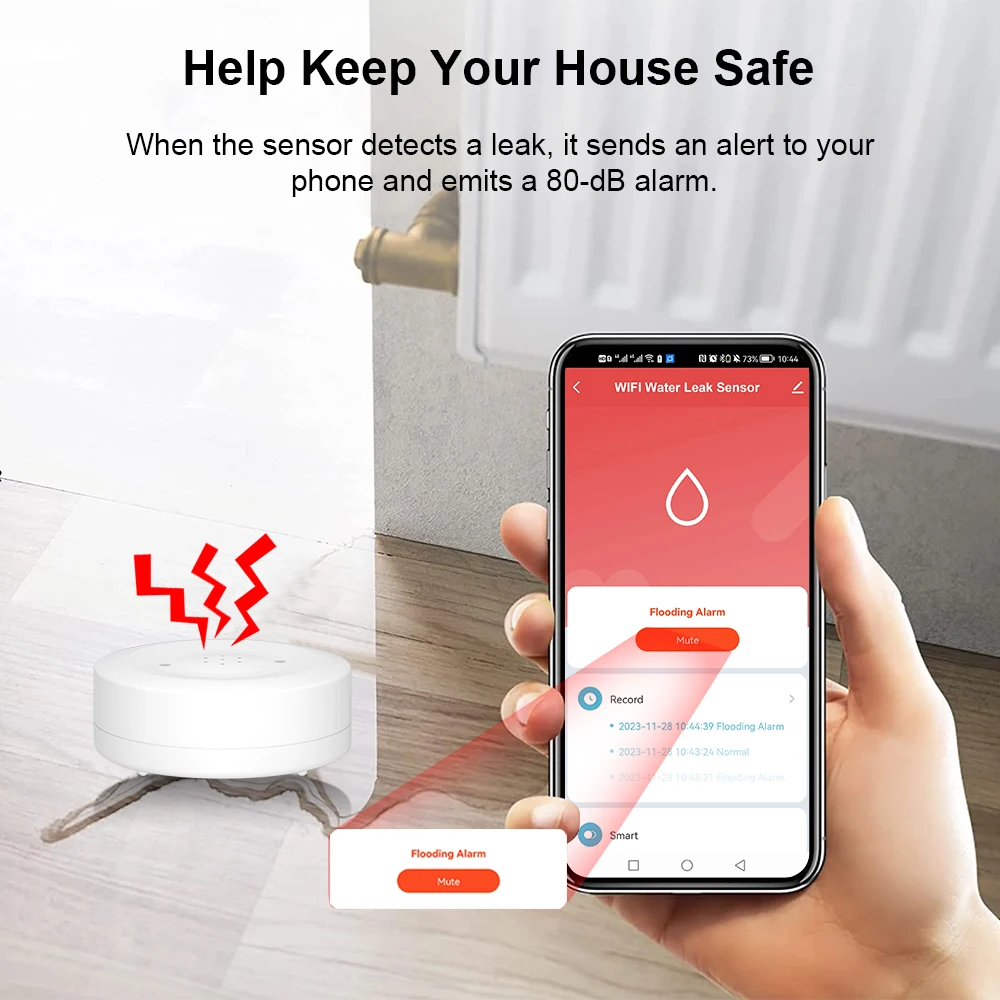 Tuya Smart Water Leak Detector, Available in WiFi or ZigBee (Hub Required) Versions, Flood Sensor with APP Alerts