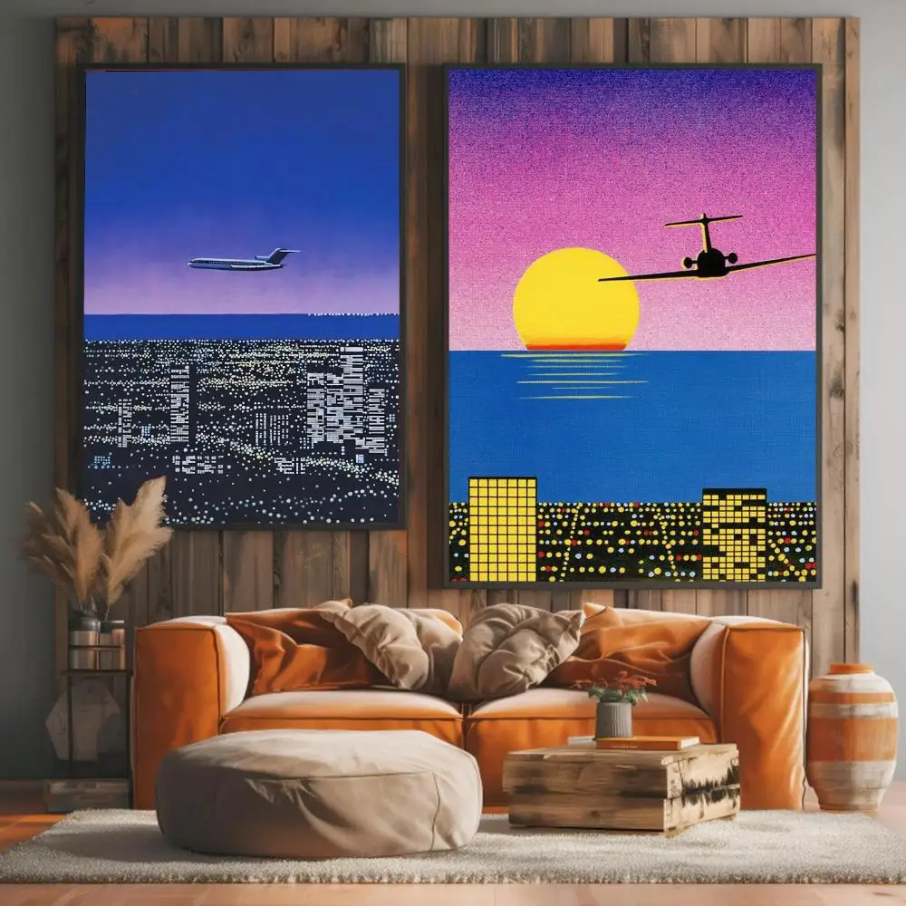 1pc frameless H-hiroshi Nagai Artwork Painting Calligraphy High-Quality Cotton Canvas Poster Wall Art for Living Room  Coffee Ho - view 4