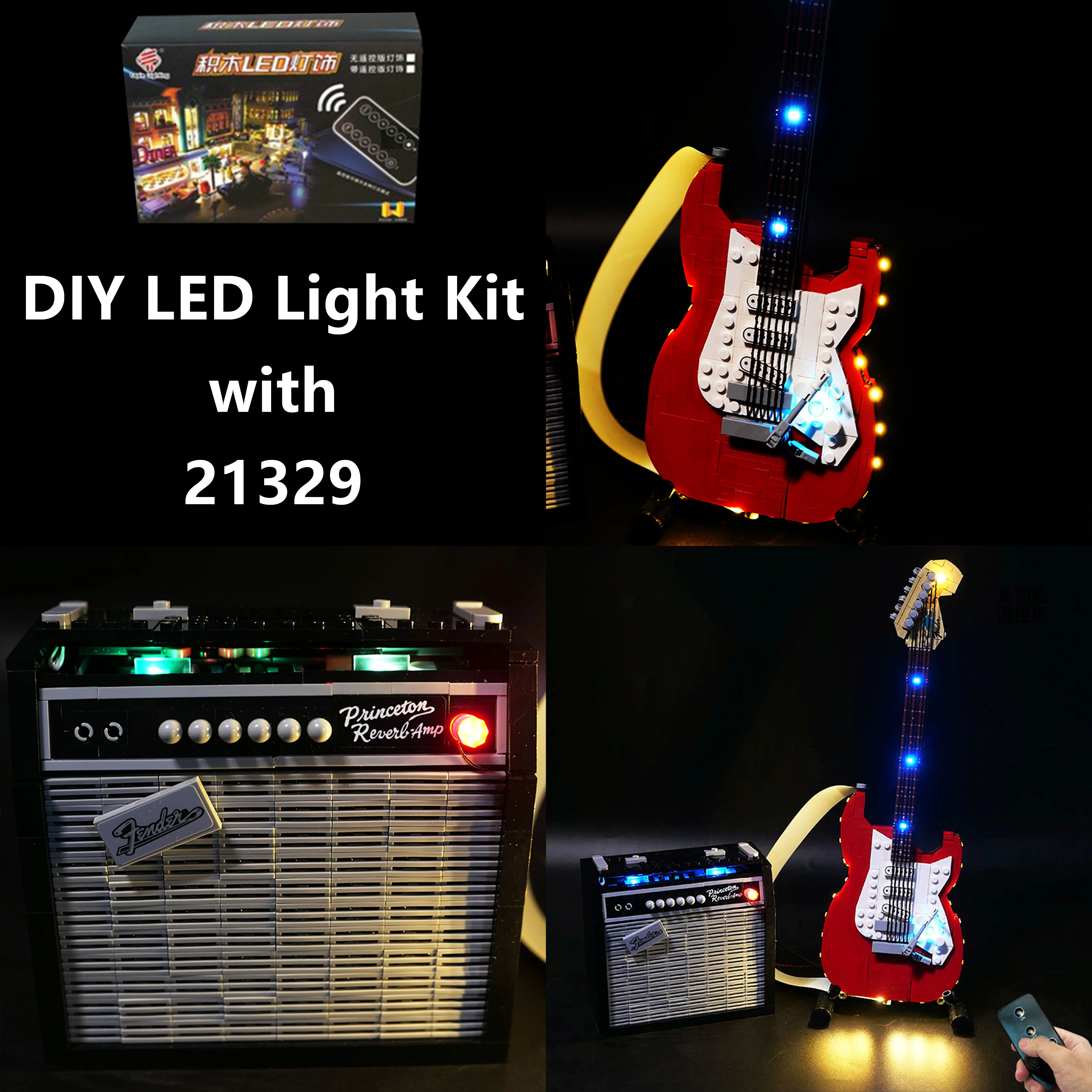 

Комплект светодиодных фонарей DIY Building Block для модели гитарного инструмента 21329, декоративные фонари с дистанционным управлением для дисплея и коллекции