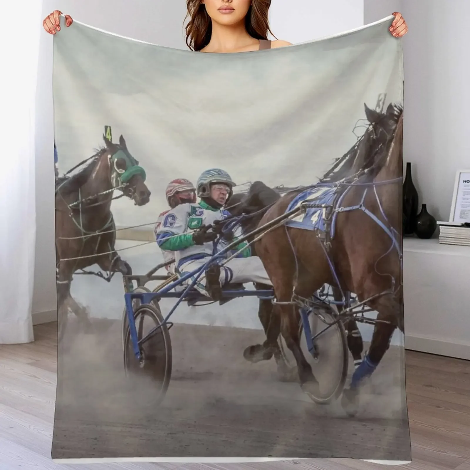 

Trotting races Throw Blanket Retros warm winter Sofa Blankets