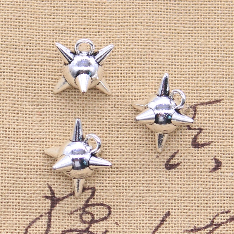 10pcs Charms 3D Spike Ball 15x13x17mm Tibetan Silver Color Pendants Antique Jewelry Making DIY Handmade Craft