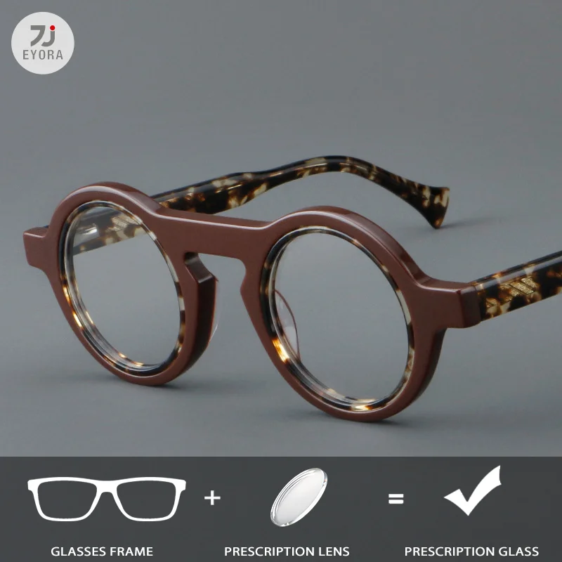 EYORA Small‑Round Mixed‑Material Reading Glasses for Men Photochromic Anti Blue Light Intelligent Progressive Multifocal Lenses