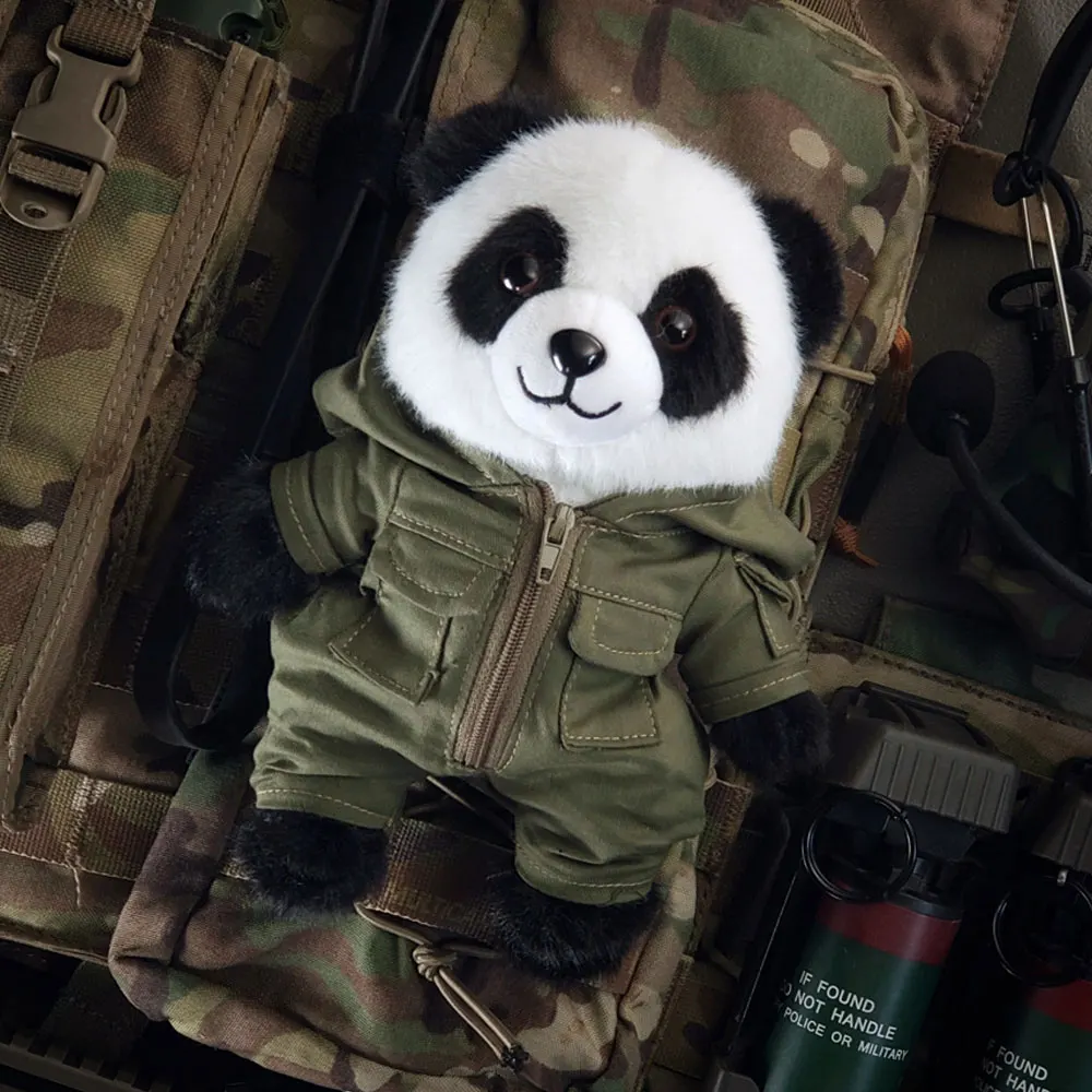 2025 Tactical Panda Doll In Green Clothes Sports Cool Plush Panda Hunting Airsoft Backpack Hanging Decoration Toy Gifts AC243