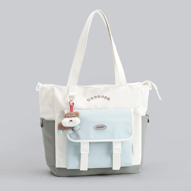 Canvas Tote Bag for Students Large Capacity Crossbody Shoulder Handbag Casual School Study Tutoring Bag Shopping Messenger Bag
