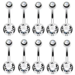 2/5/10PCS Kristall Bauchnabel Piercing Set Edelstahl Zirkon Bauch Piercing Groß Cz Nabel Barbell Pack Piercing Ombligo