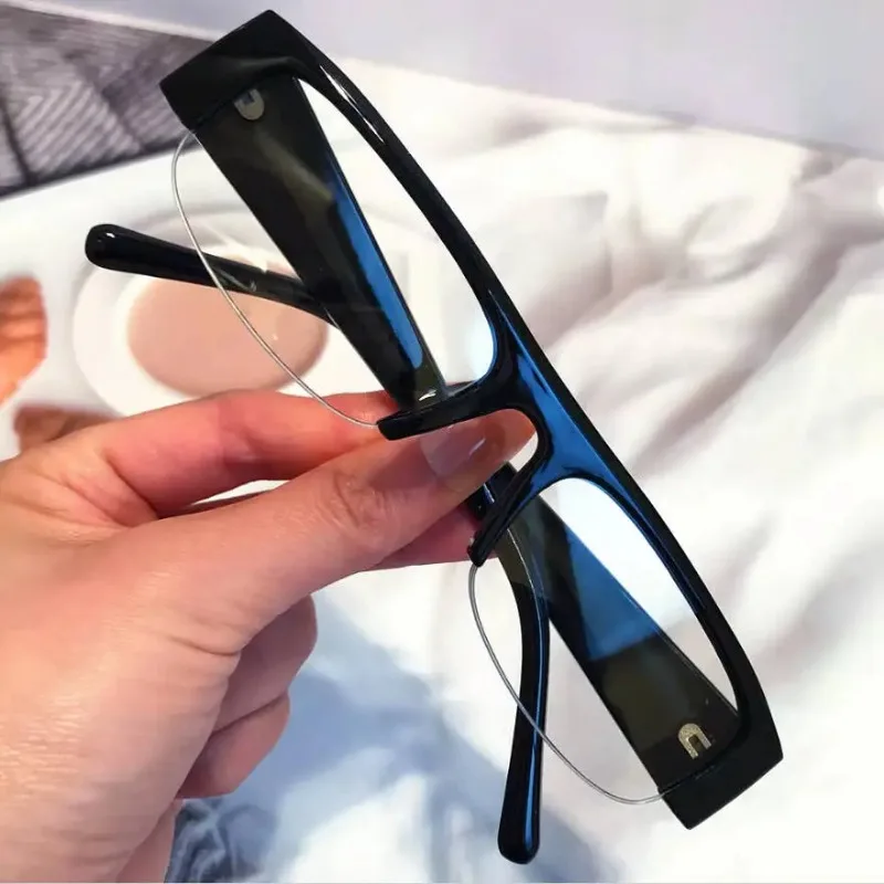 Vintage Small Rectangle Half Frame Black Sunglasses for New Fashion Leopard Gradient Sun Glasses ladies Trendy Driving Eyewear view 5