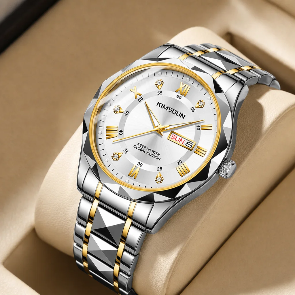 

1pcs Men's white dial alloy strap vintage fashion modern angular case sporty details Quartz Watch for daily business party holid