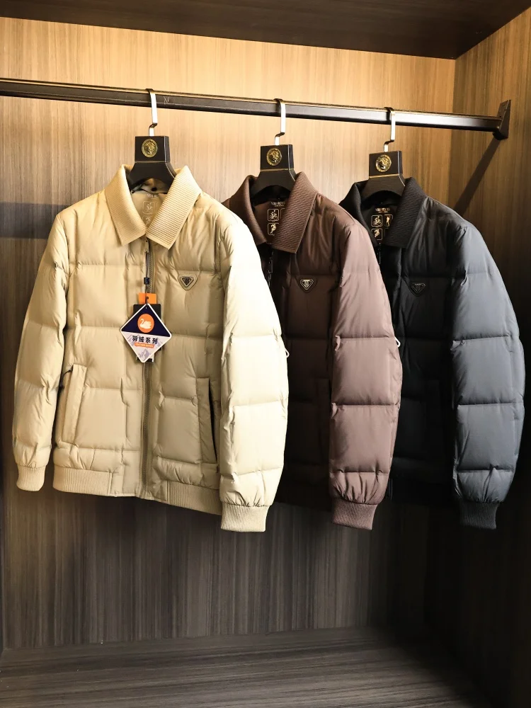 

Мужское пуховое пальто Busin Commuting Series, пушистое теплое пальто 80, модное пальто с откидным воротником Du Down Jaet, модная городская одежда