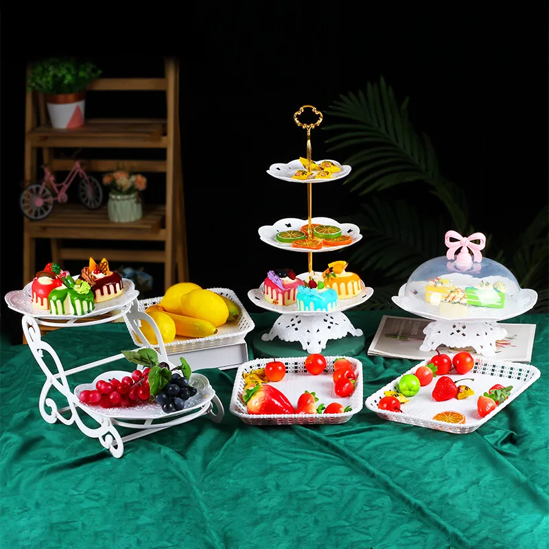 European Style Wedding Cake Stand Plastic Decoration Baking Display Stand Dessert Table Fruit Plate Creative Short Sleeve T-S...