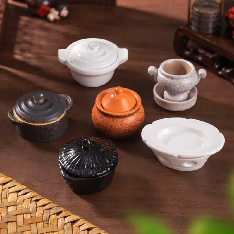 Articles de cuisine miniatures pour maison de poupée ; Pot, assiette et modèle alimentaire en argile pour bricolage