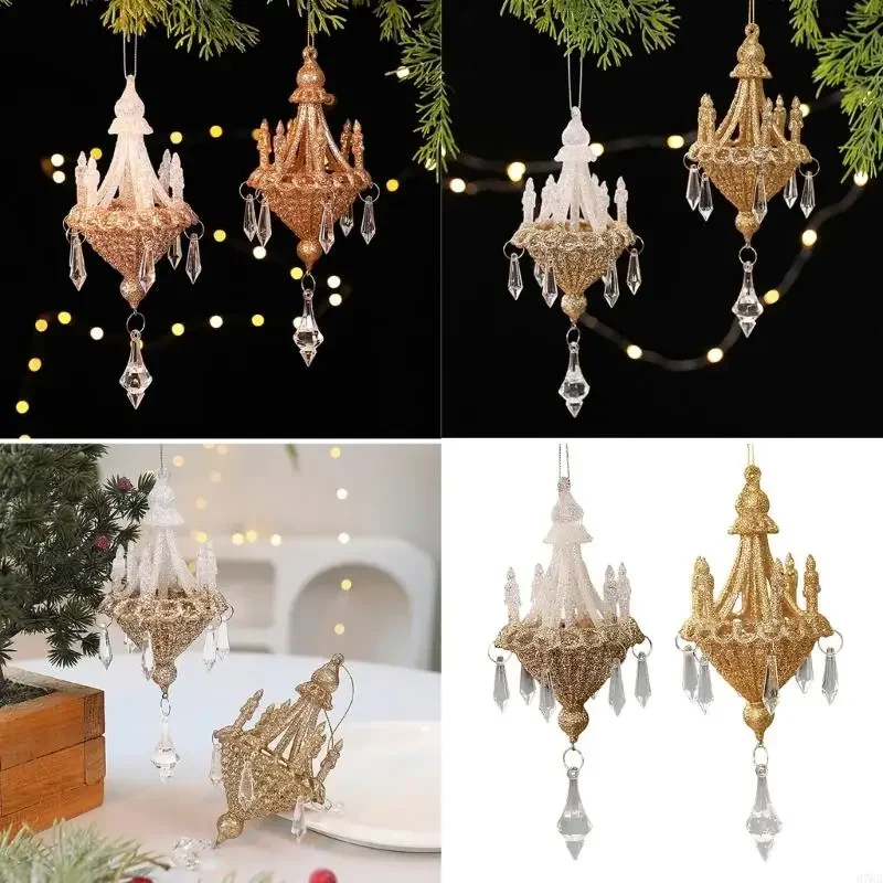 

Shimmering Sequins Acrylic Crystal Chandelier Ornament Shatterproof Christmas Tree Decoration For Tree Mantels Window Y5GB