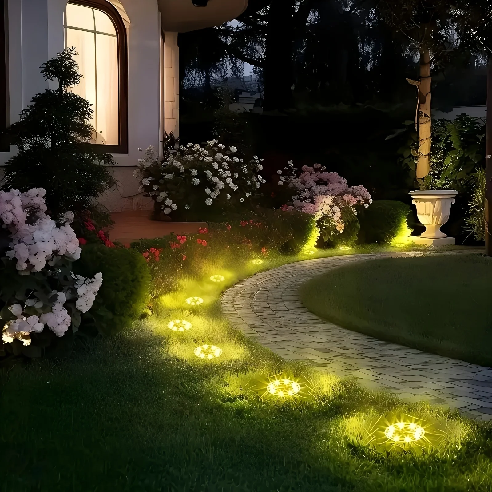 

10PC Solar Ground Disc Lights 8 LED Waterproof Outdoor Pathway Lights for Lawn Patio Yard Landscape Vila Lighting Sun Led Lamp