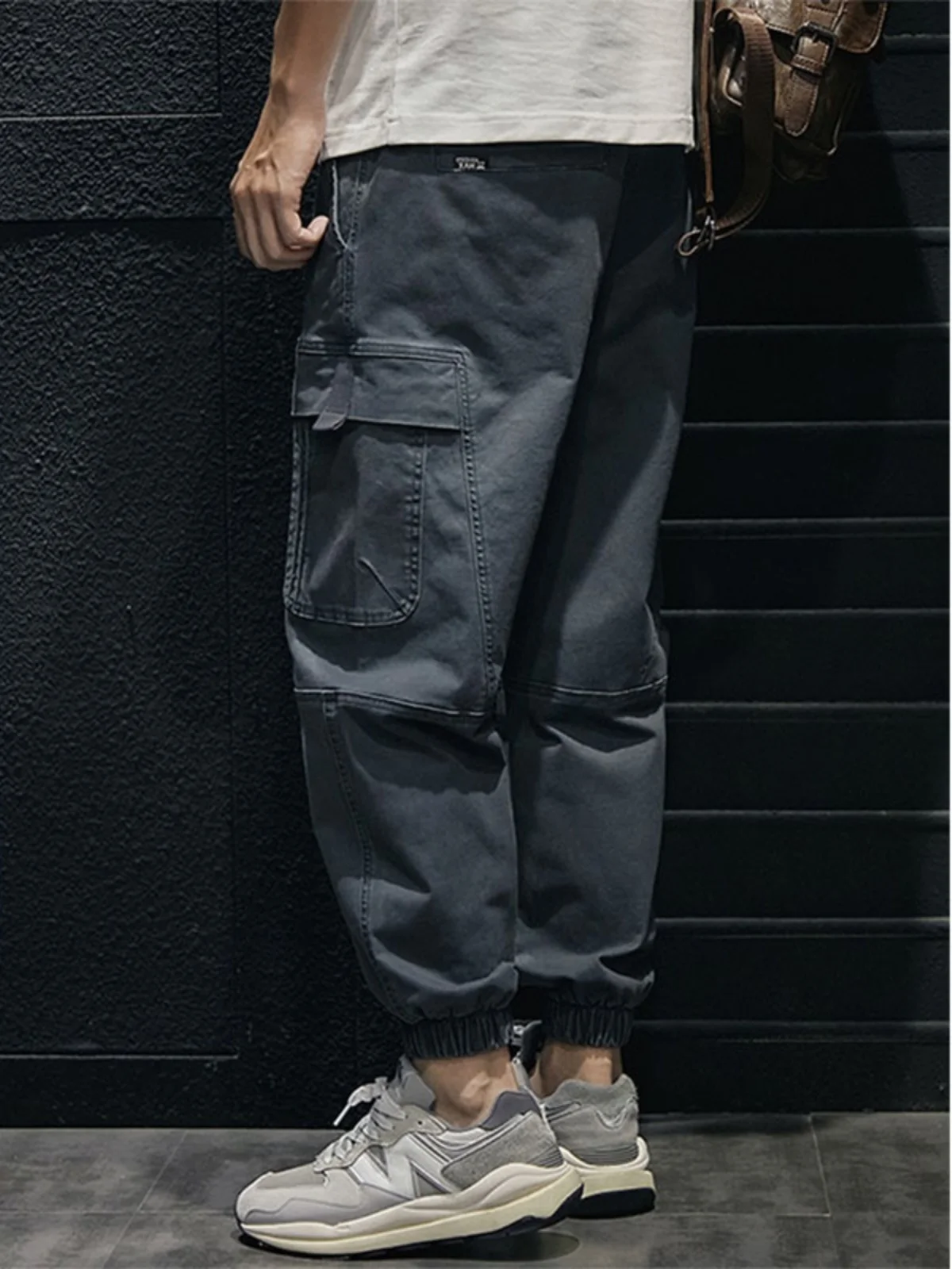 

American Retro Workwear Pants Men's Autumn Winter Loose Straight Casual Pants Youthful Energy Pure Color Nine-Foot Cuffed