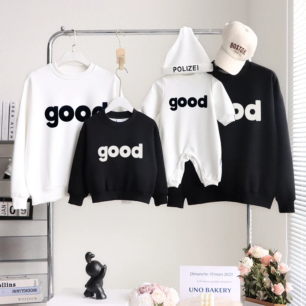 Fashion Family Funny Clothing Tops Parent-child Long Sleeve Sweatshirts Baby Toddler Romper Mother Father Daughter Son Clothes