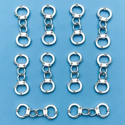 10/20pcs/pack Alloy Simulated Small Handcuffs Charms Connectors Link Handcuffs Pendant For Jewelry Making DIY Handmade Accessory