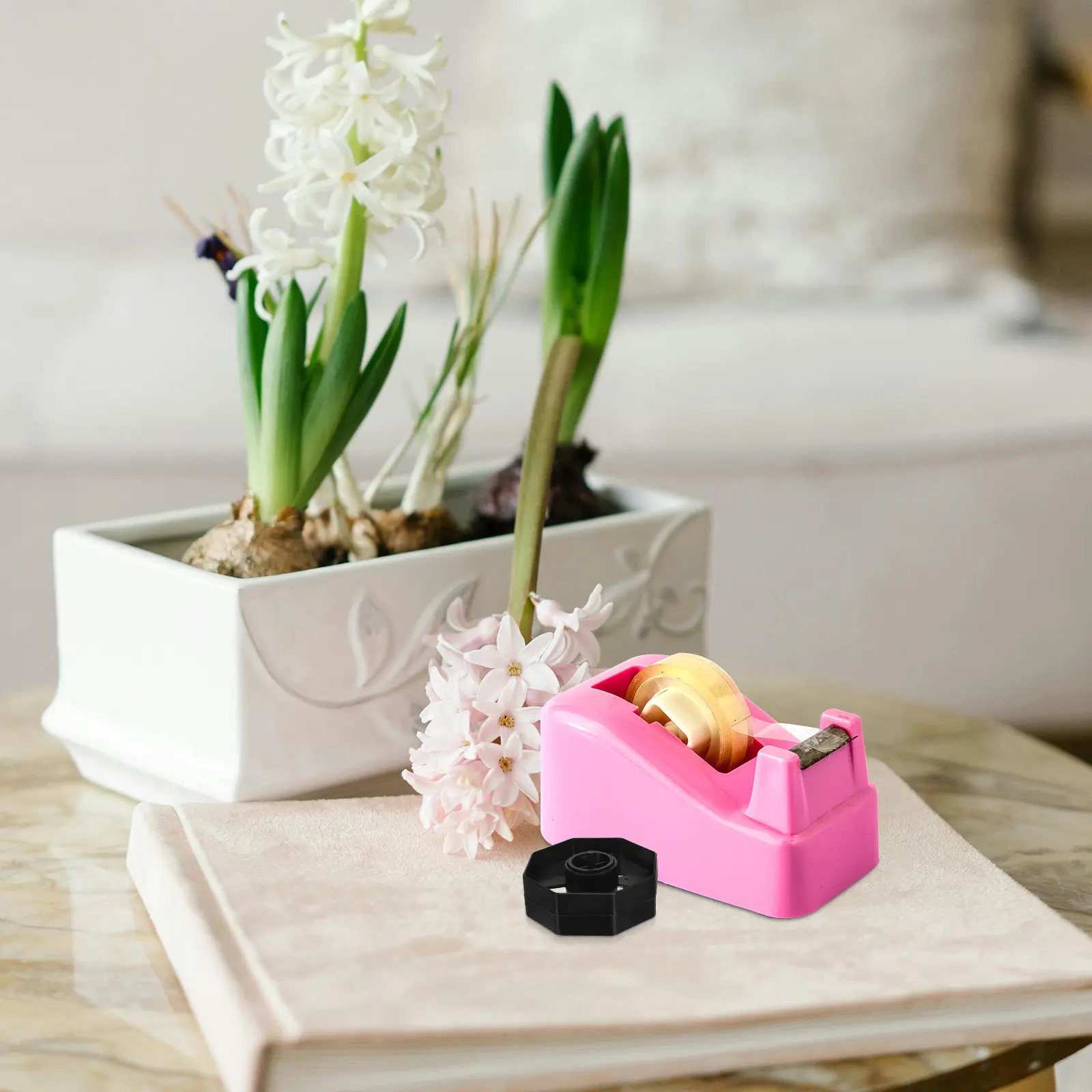 

4Sets Tape Dispenser Accessories Standard Plastic Core Replacement Smooth Glide Tape Cutter Parts for Office Desktop Use