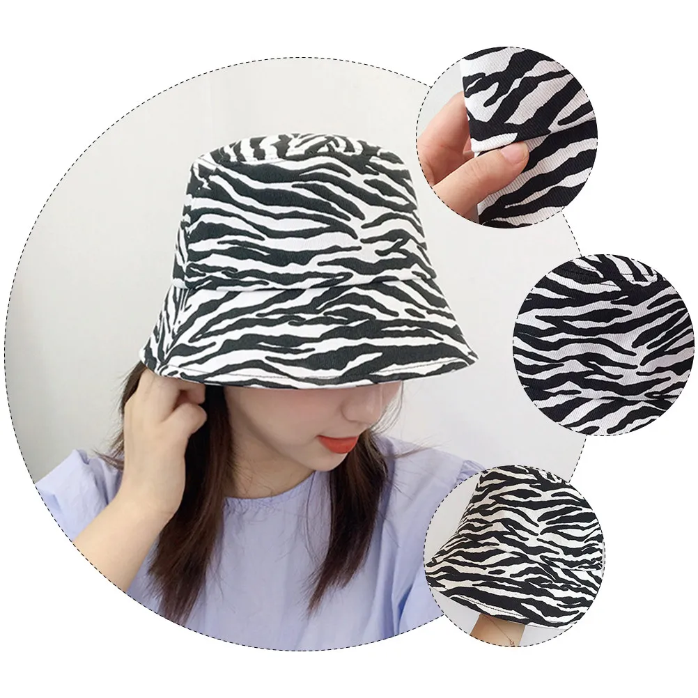 Zebra Stripe Bucket Sun Hat Lightweight Foldable Uv Protection for Beach Vacation Outdoor Sports Camping Hiking Fishing Travel