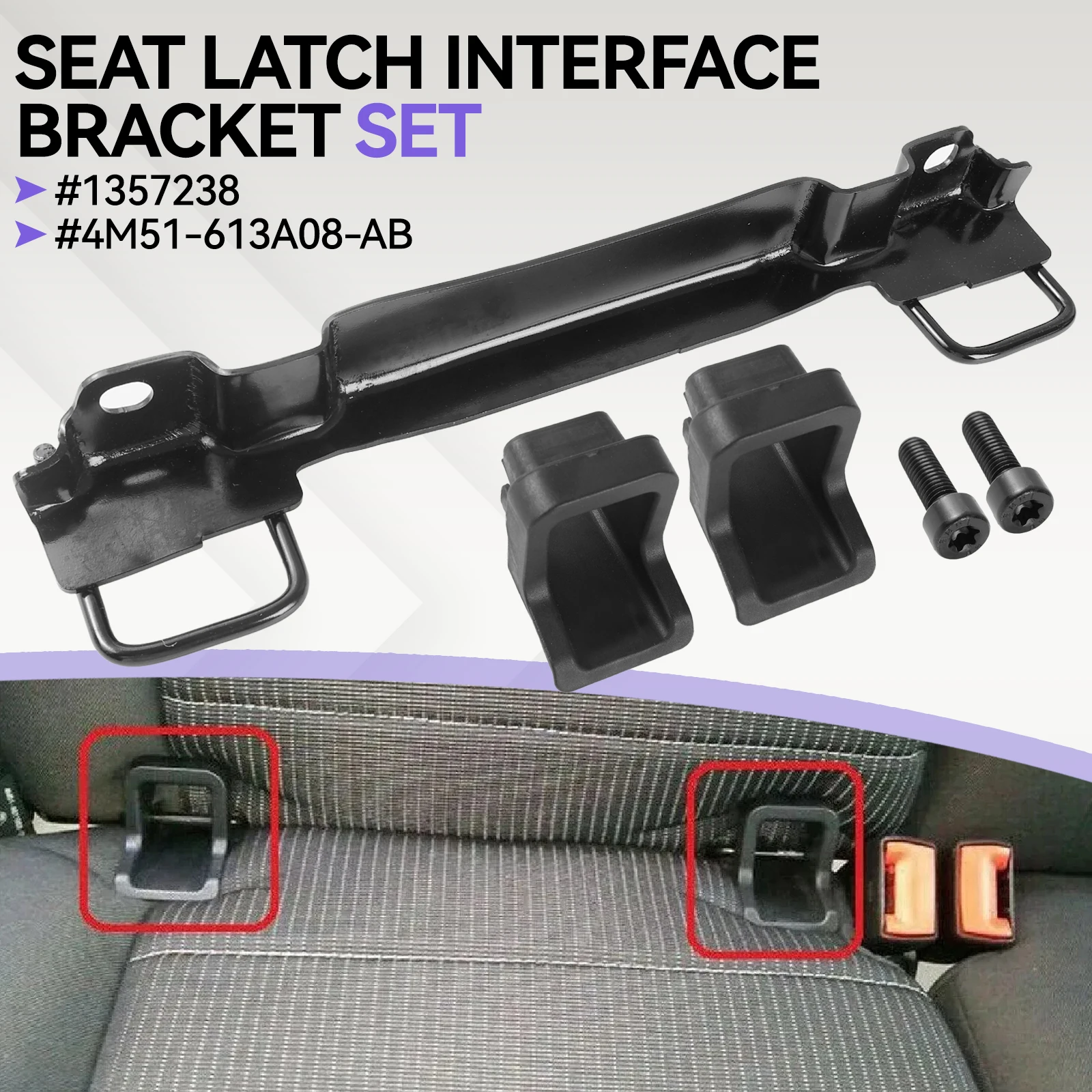IsoFix Installation Connector Bracket Kit Kindersitz-Rückhalteanker passend für Ford Focus MK2 2004–2011 4M51-613A08-AB 1357238