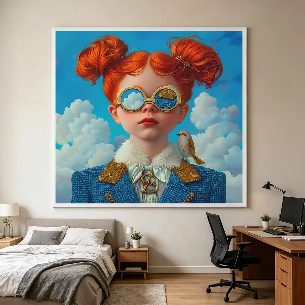 Surrealistisches Blumenmädchen-Porträt, Leinwandbild, Wandkunst, Blumenkopf-Figur, Poster und Druck für Wohnzimmer, ästhetische Dekoration ﻿ – Detail 2