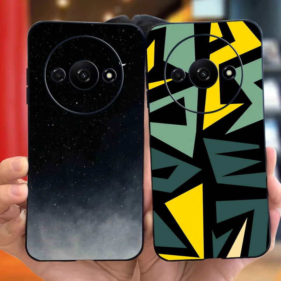 For Funda Xiaomi Redmi A3 Mi A3 Case Black Cat Moon Night Fashion Coque Matte Silicone Soft Cover For MiA3 RedmiA3 A 3 Bumper