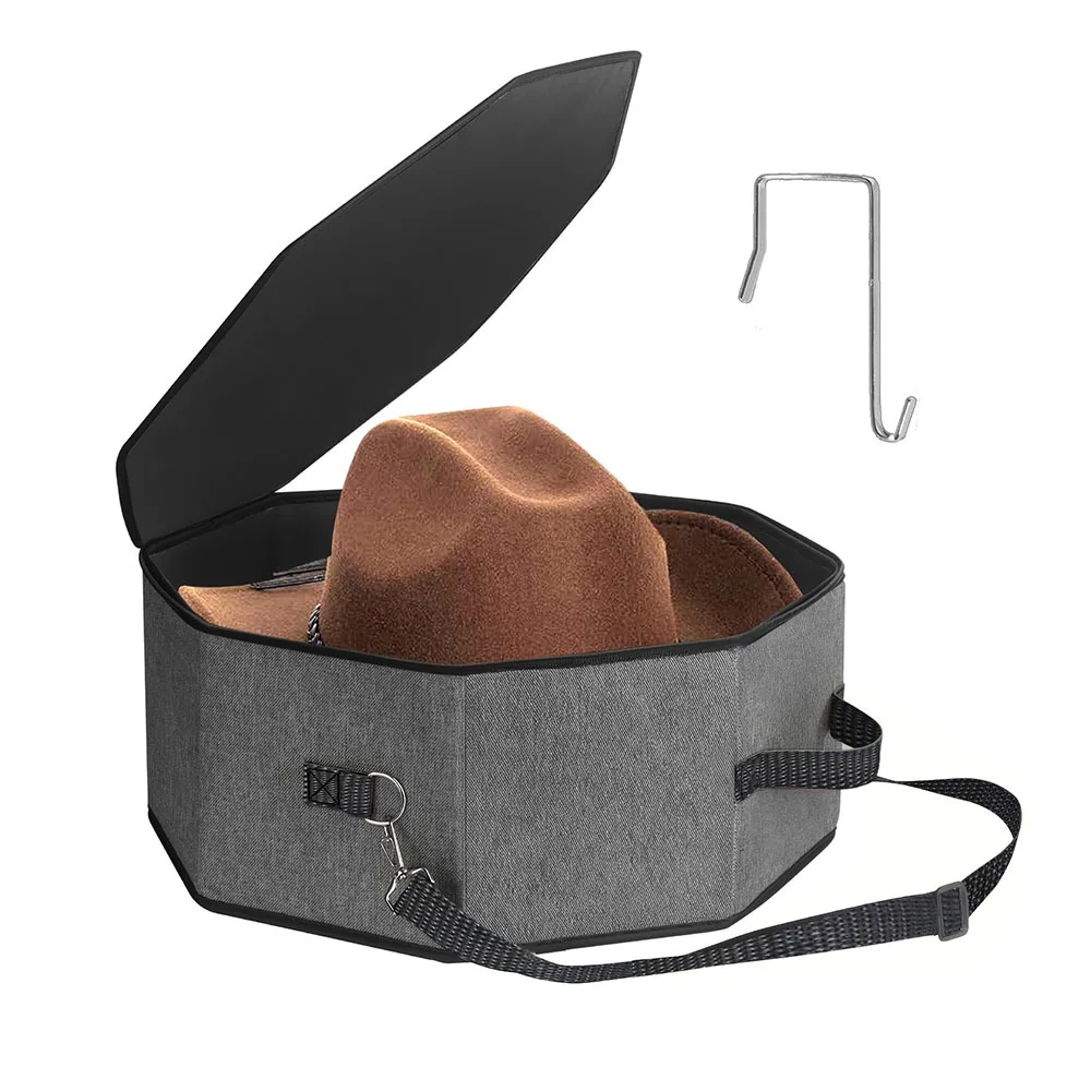 

With Carry Handles Foldable Hat Case Cardboard Support Stackable Portable Hat Bag Large Capacity Shoulder Strap Hat Storage Box