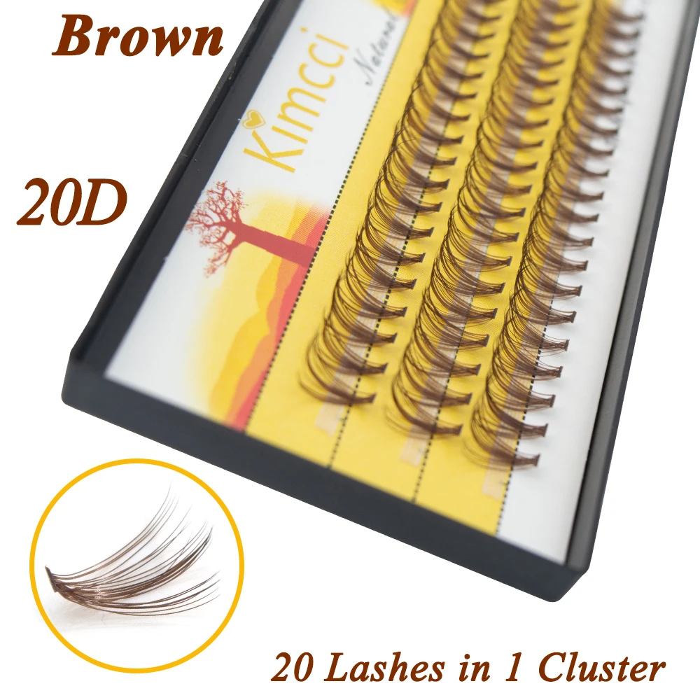 Kimcci Natural Soft False Individual Eyelash Extension Deluxe Lashes 20D VOLUME Mink Eyelashes Fans Eyelashes Makeup BROWN Cilia