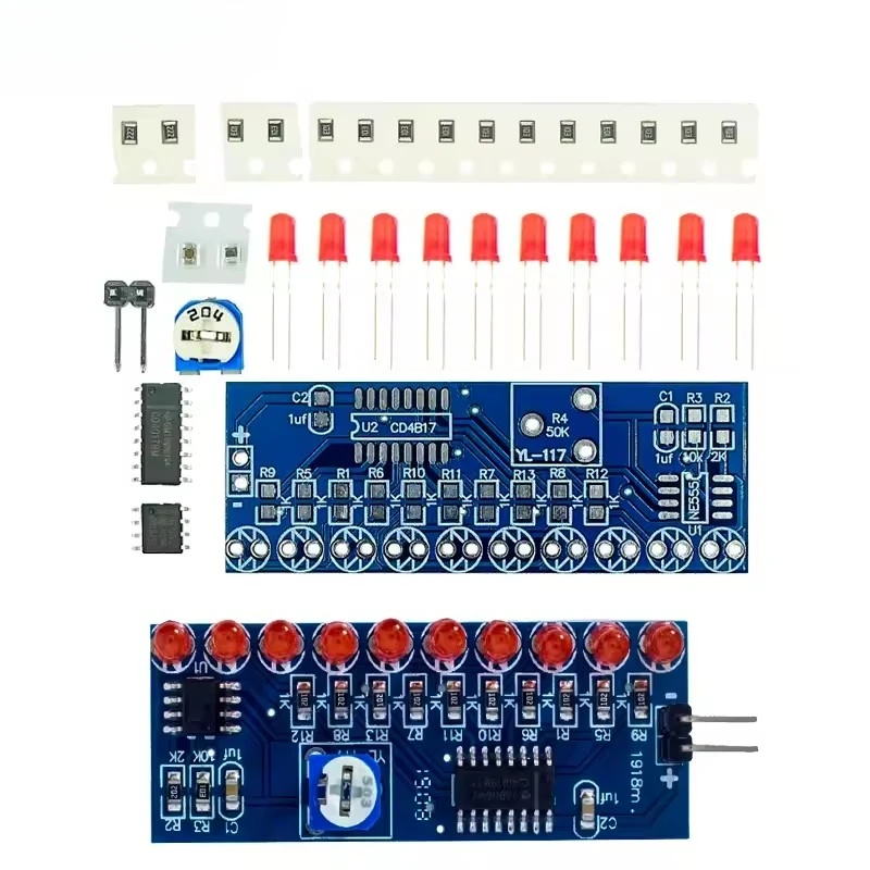 Smart Electronics Kits NE555+CD4017 Light Water Flowing Light LED Module DIY Kit Learn electronic principles, children's lab